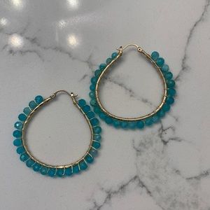 Anthropologie turquoise beaded hoops